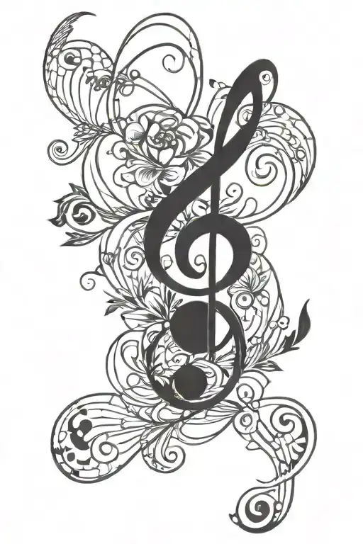 treble and bass clef with tattoo design idea