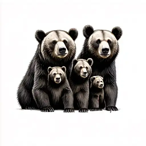 2 bears and 2 cubs tattoo design idea