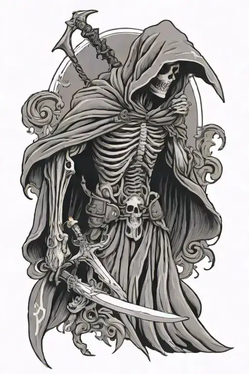 half angel half grim reaper tattoo design idea