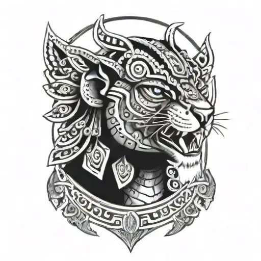 aztec jaguar warrior tattoo design idea