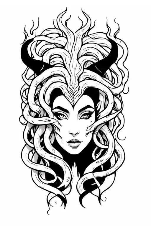 Medusa And Maleficent tattoo design idea