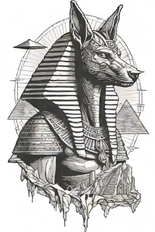 Anubis and the Pyramids tattoo design idea