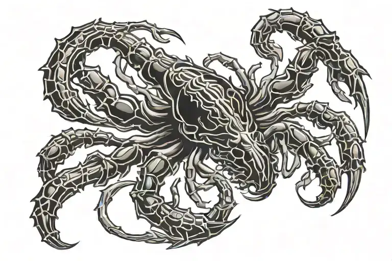 curved scorpion, evil, anger, fear tattoo design idea