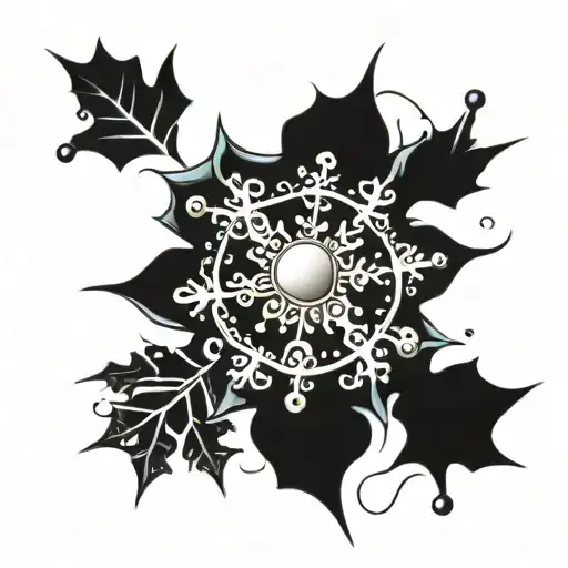 snowflake five points with thin ends and a pearl in the middle  tattoo design idea