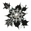 snowflake five points with thin ends and a pearl in the middle  tattoo design idea