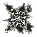 snowflake five points with thin ends and a pearl in the middle  tattoo design idea