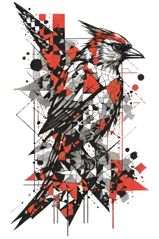 swift bird, geometric figures emerging stronger tattoo design idea