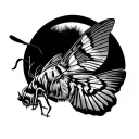 jersey tiger moth flying minimal tattoo design idea