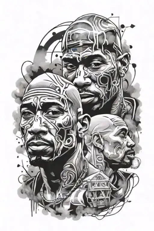 tupac and pitbull trash polka tattoo design idea