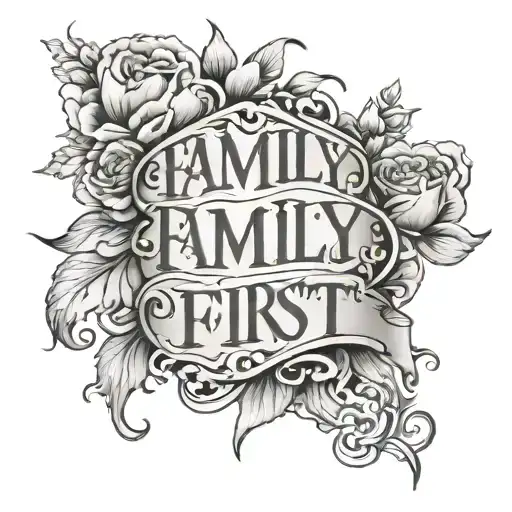 Family First written tattoo design idea