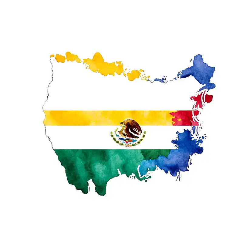 Colombia, Mexico, and USA flag tattoo design idea