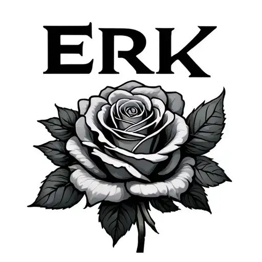 the name Erik with roses growing tattoo design idea