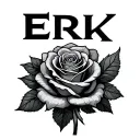 the name Erik with roses growing tattoo design idea