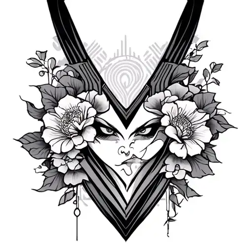 v shaped tattoo with Japanese pattern inspired tattoo design idea