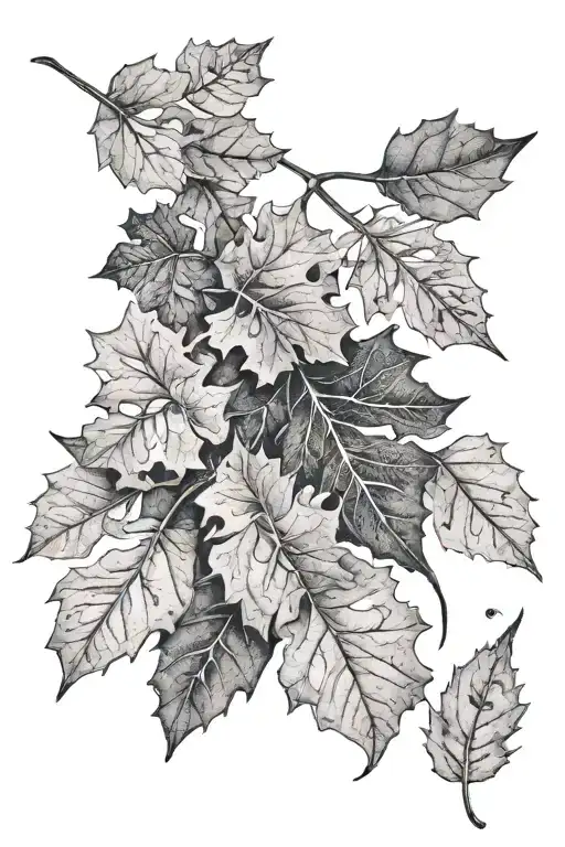 oak, aspen and cedar leaves falling tattoo design idea