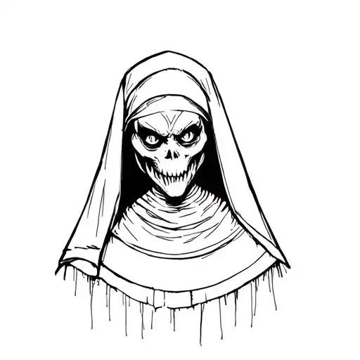 Spooky evil nun tattoo design idea