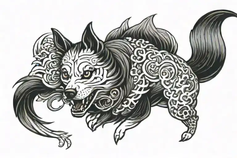 a female dog out of hell hound tattoo design idea