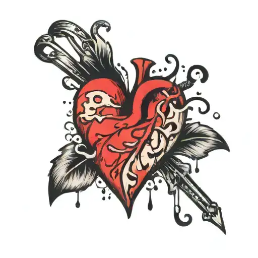 "serial heartbreaker" in red ink with a broken heart beside it tattoo design idea
