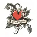 "serial heartbreaker" in red ink with a broken heart beside it tattoo design idea