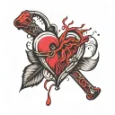 "serial heartbreaker" in red ink with a broken heart beside it tattoo design idea