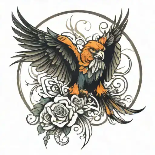 M M with. fenix coming tattoo design idea