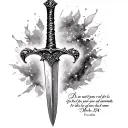Sword with verse Proverbs 18:24 tattoo design idea