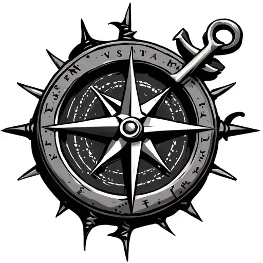 compass and anchor tattoo design idea