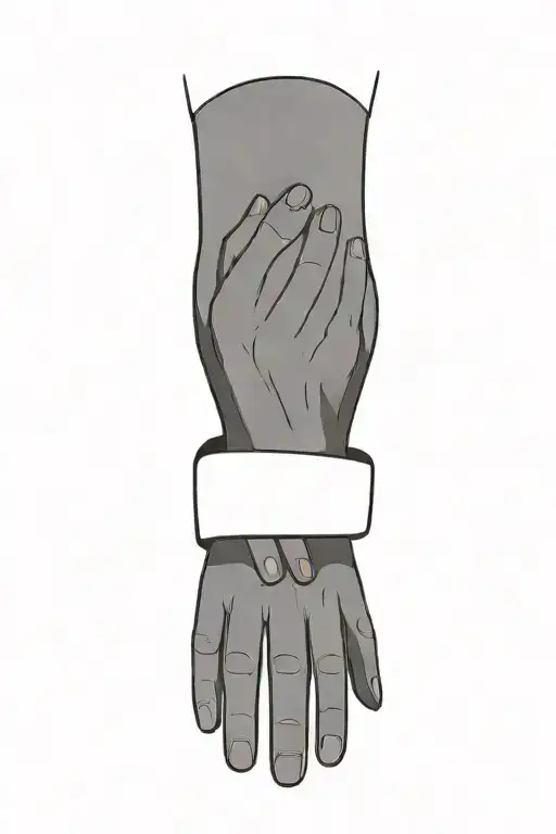 two hands hugging in shape of a ring minimalistic lineart tattoo design idea
