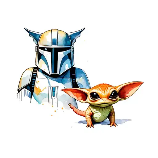 Mandalorian and grogu tattoo design idea