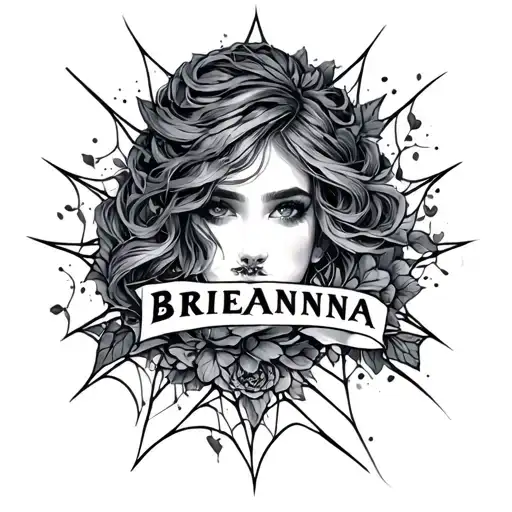 the name BrieAnna enclosed in a web tattoo design idea