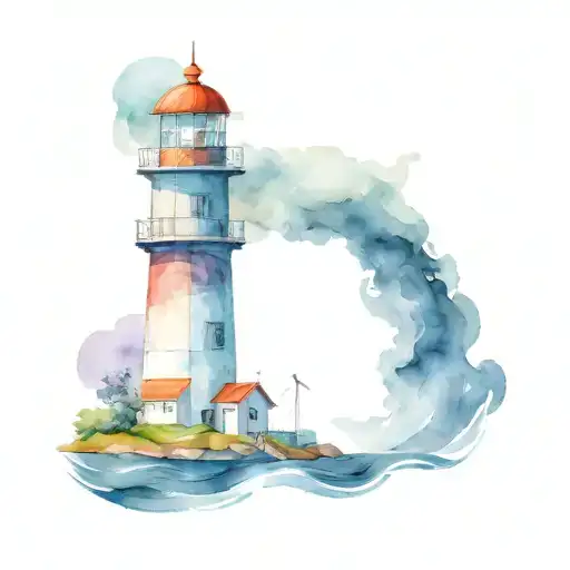 Lighthouse stormy condition tattoo design idea