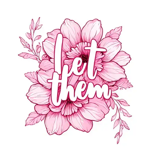 "Let them" pink flower intertwined tattoo design idea