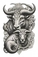Taurus and aries zodiac sign tattoo design idea
