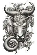Taurus and aries zodiac sign tattoo design idea