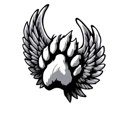 Dog paw with wing wings tattoo design idea