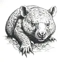 wombat lying down tattoo design idea