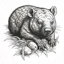 wombat lying down tattoo design idea
