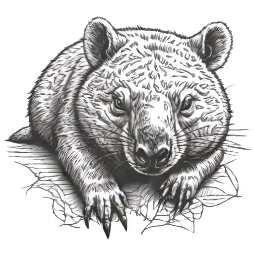 wombat lying down tattoo design idea