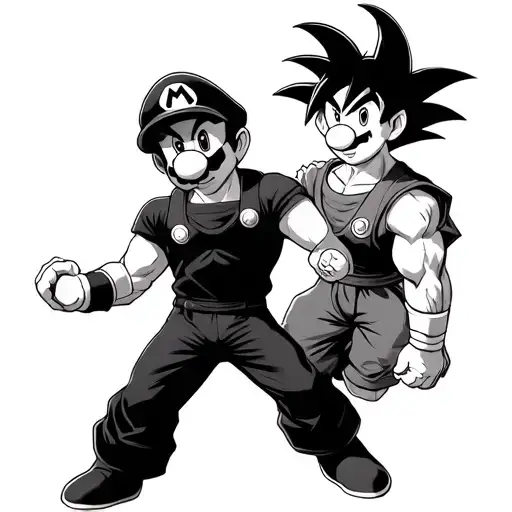 Mario and Goku tattoo design idea
