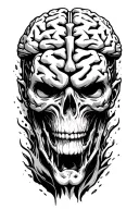 Fineline, line, brain, panick attack, anxiety, fighter, winner tattoo design idea