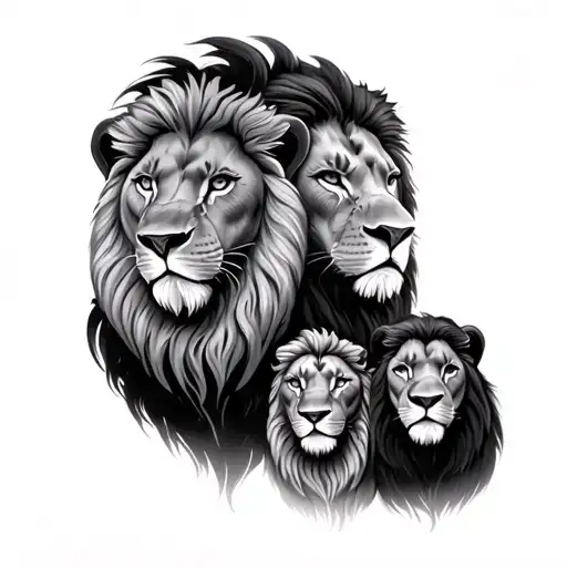 Family 3 lions. Leon, Leone and Chachorrita. tattoo design idea
