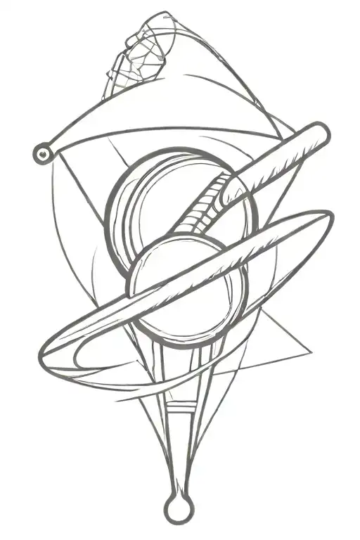 cricket bat and ball intertwined tattoo design idea
