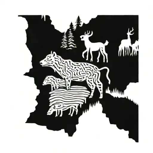 animals in blue ridge mountains across tattoo design idea