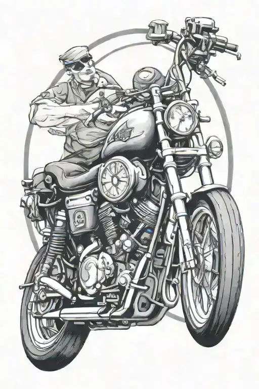 harley Davidson and running and time tattoo design idea