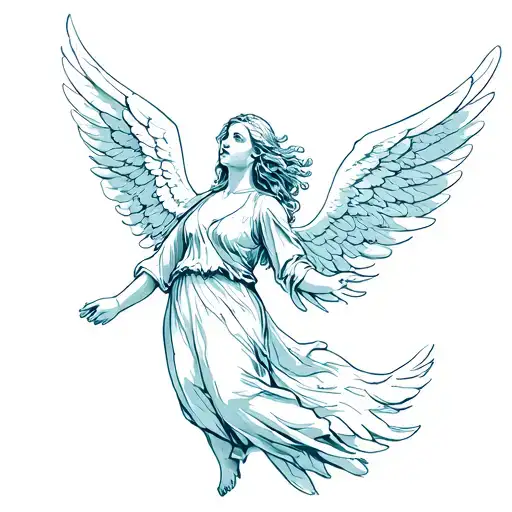 plus size angel falling tattoo design idea
