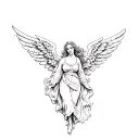 plus size angel falling tattoo design idea