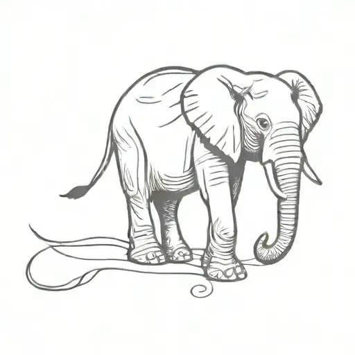 elephant walking tattoo design idea