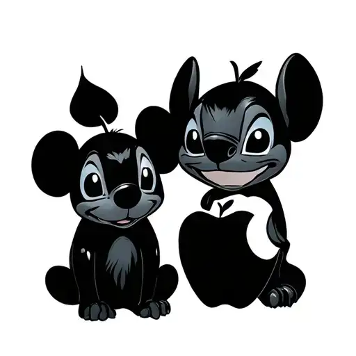 mouse + lilo and stitch + apple sourz = besties tattoo design idea