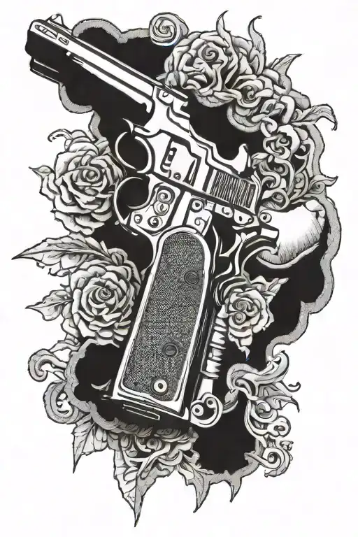 colt 1911 on silk fabric tattoo design idea