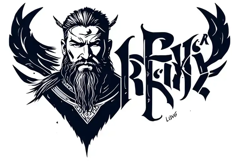 "Ragnar and Flokey Long Live " Design Idea 4: Ragnar's Portrait (Stylized)Concept: A stylized portrait of Ragnar Lothbrok (or a Viking warrior inspire tattoo design idea
